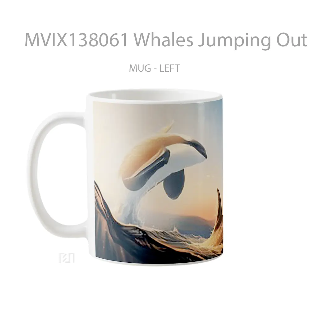Mug Whales Jumping Out Of The Water Gelas Hewan Lucu - All-side / Desain