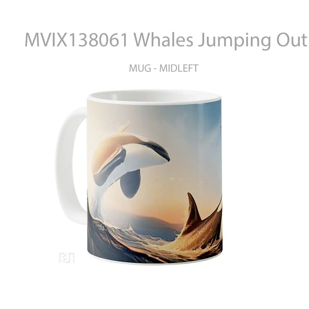 Mug Whales Jumping Out Of The Water Gelas Hewan Lucu - All-side / Desain