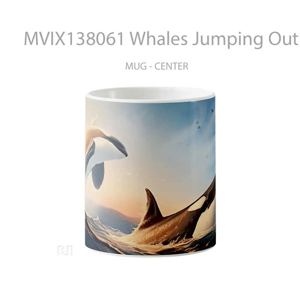Mug Whales Jumping Out Of The Water Gelas Hewan Lucu