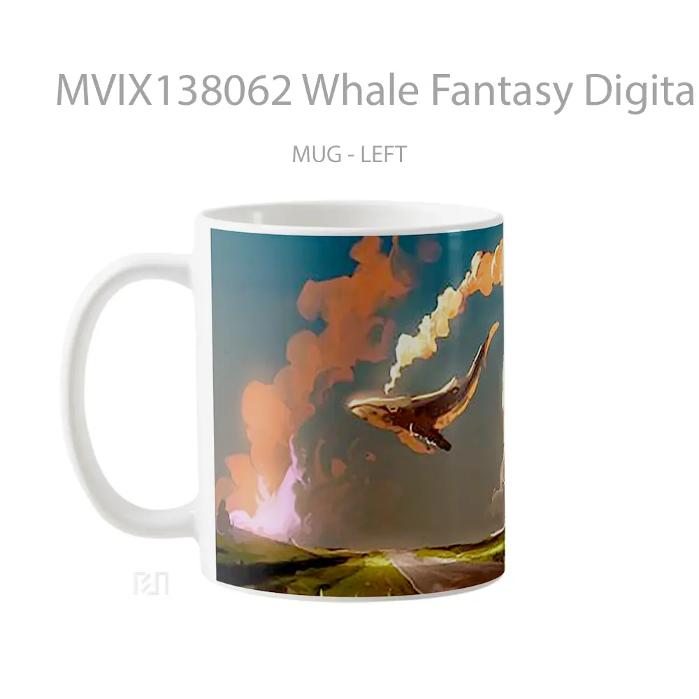 Mug Whale Fantasy Digital Art Gelas Hewan Lucu - All-side / Desain