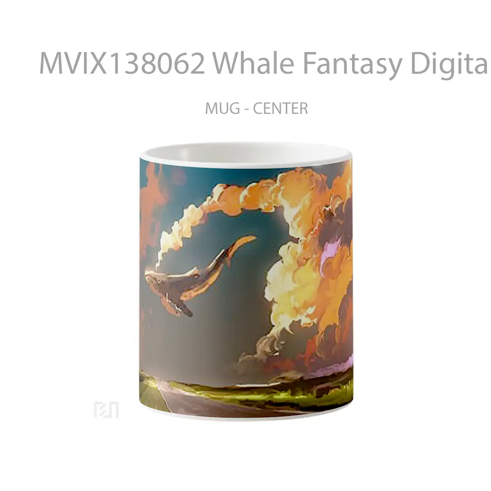 Mug Whale Fantasy Digital Art Gelas Hewan Lucu