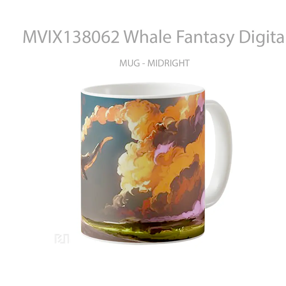 Mug Whale Fantasy Digital Art Gelas Hewan Lucu - All-side / Desain