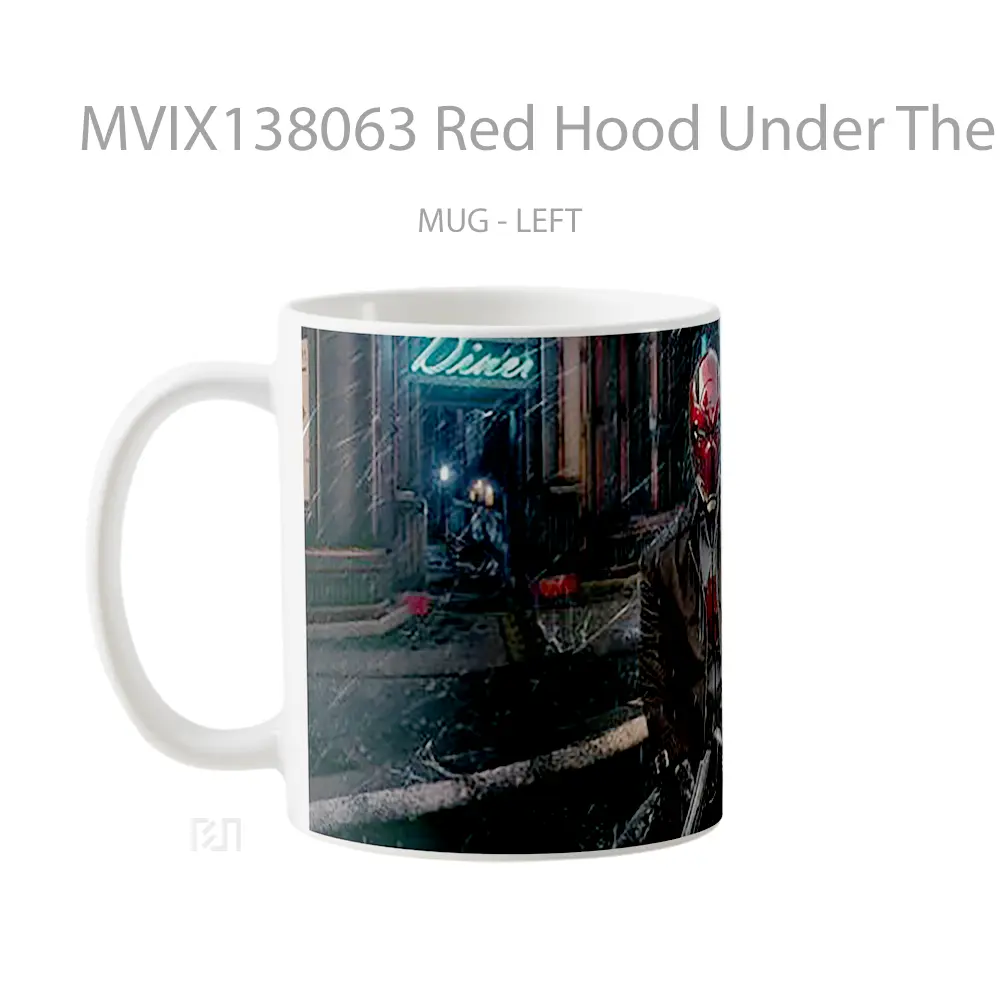 Mug Red Hood Under The Rain Gelas Superhero - All-side / Desain