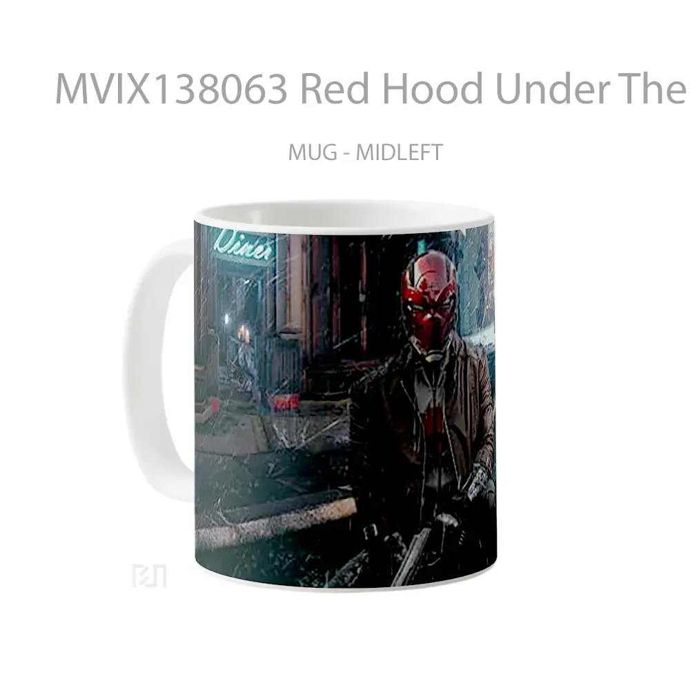 Mug Red Hood Under The Rain Gelas Superhero - All-side / Desain
