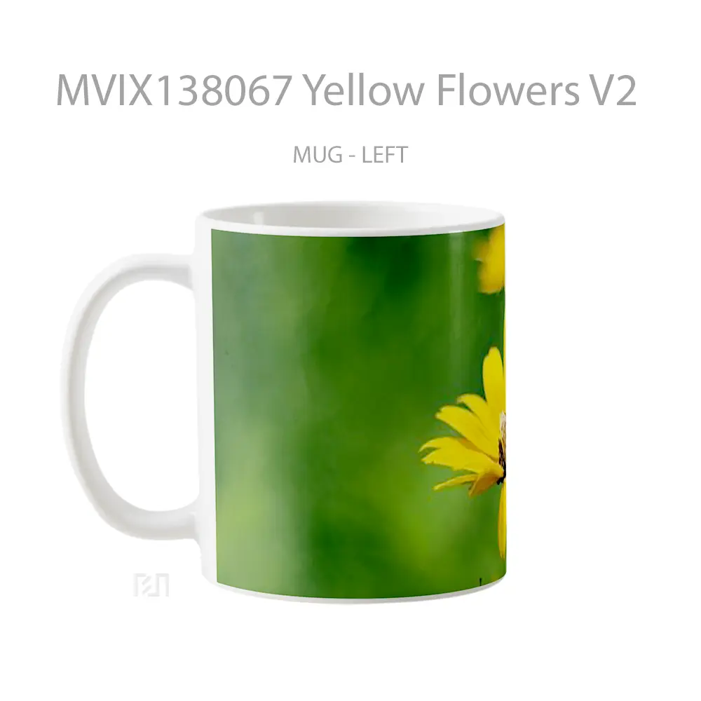 Mug Yellow Flowers V2 Gelas Pemandangan Alam - All-side / Desain