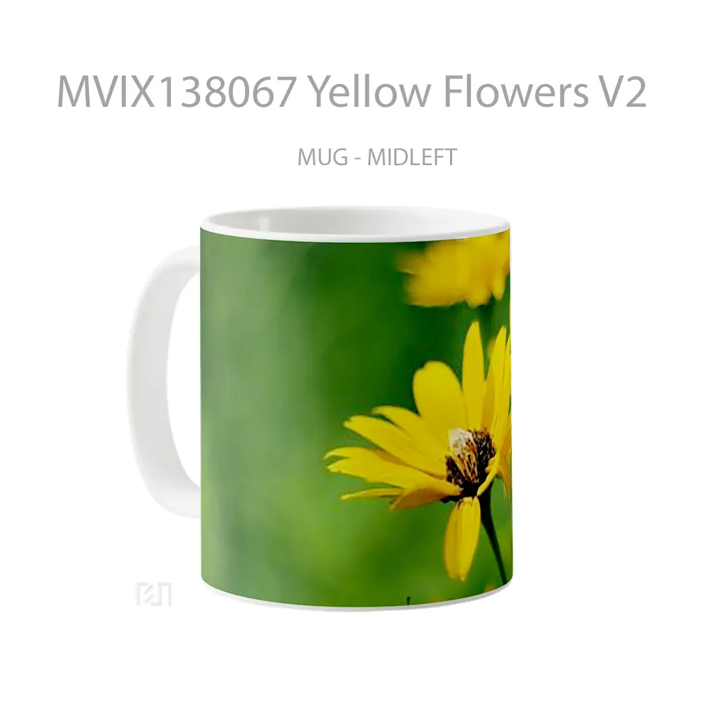 Mug Yellow Flowers V2 Gelas Pemandangan Alam - All-side / Desain