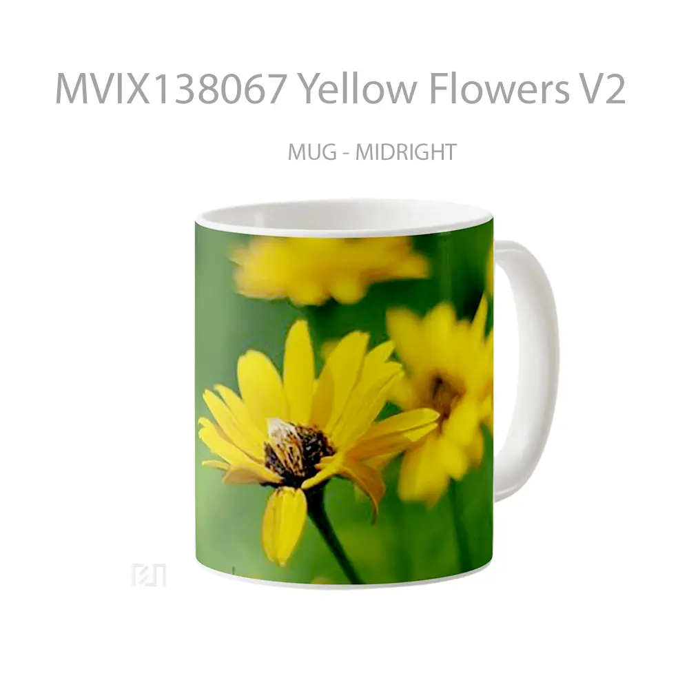 Mug Yellow Flowers V2 Gelas Pemandangan Alam - All-side / Desain