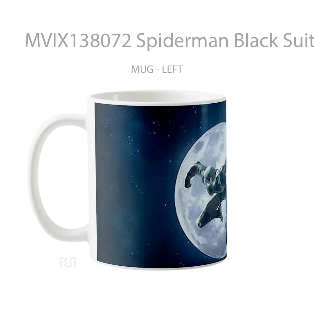 Mug Spiderman Black Suit In The Moon Gelas Superhero - All-side / Desain