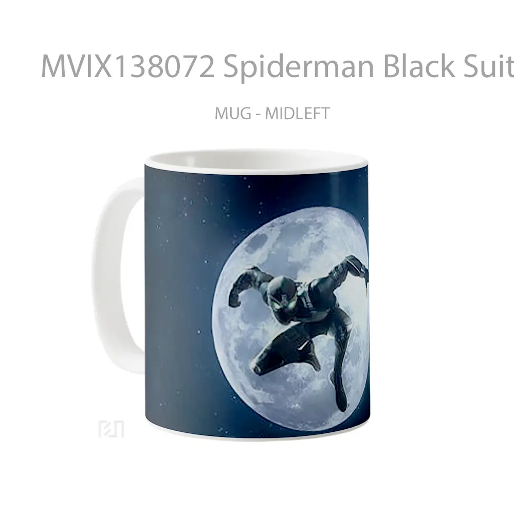 Mug Spiderman Black Suit In The Moon Gelas Superhero - All-side / Desain