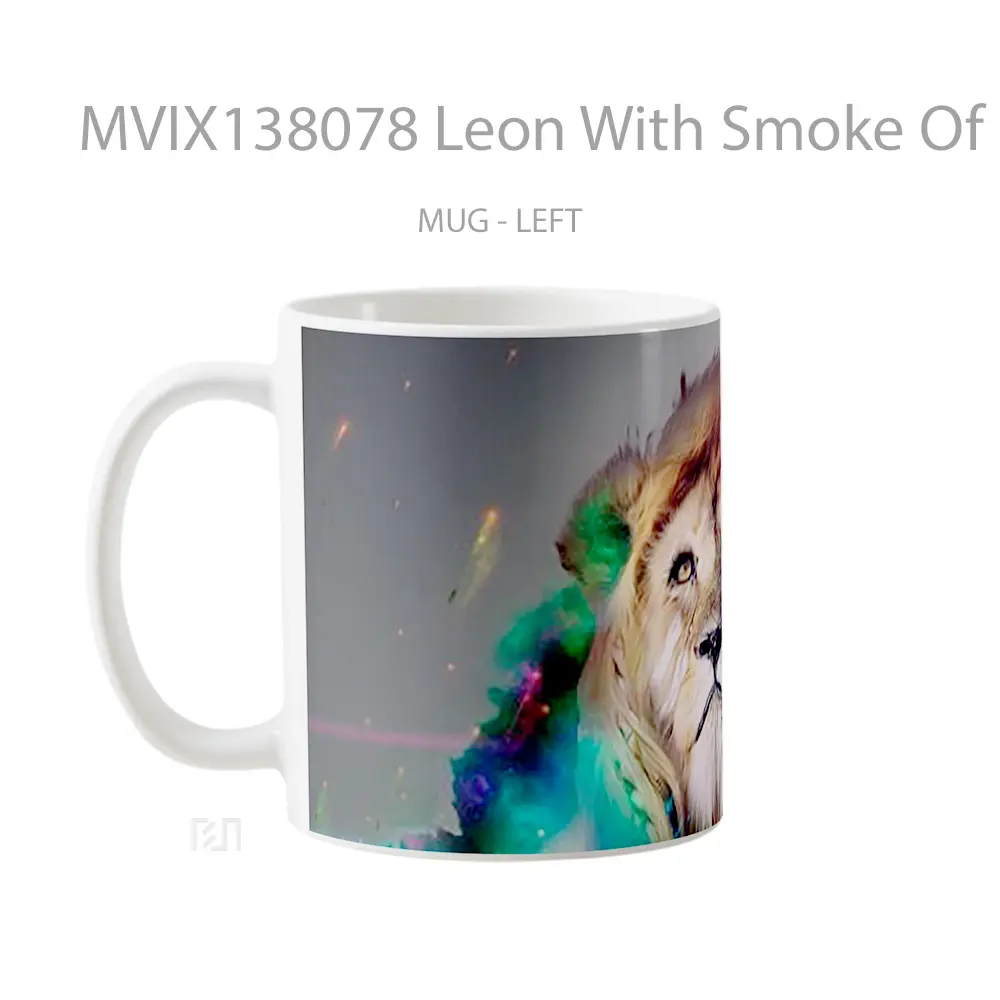 Mug Leon With Smoke Of Colors Gelas Keramik Unik - All-side / Desain