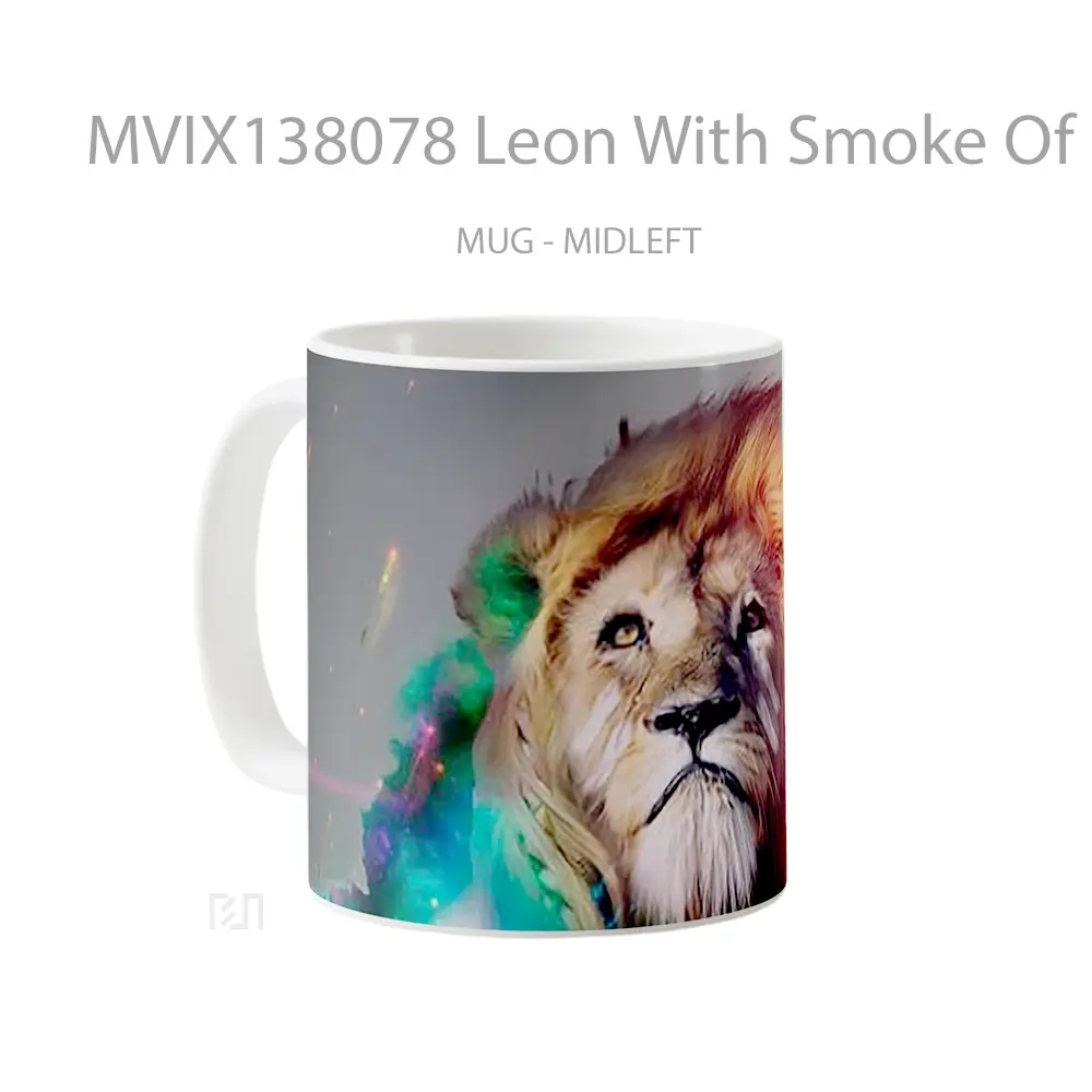 Mug Leon With Smoke Of Colors Gelas Keramik Unik - All-side / Desain