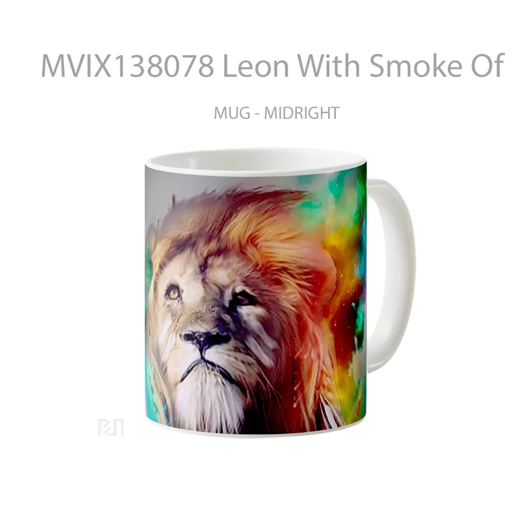 Mug Leon With Smoke Of Colors Gelas Keramik Unik - All-side / Desain