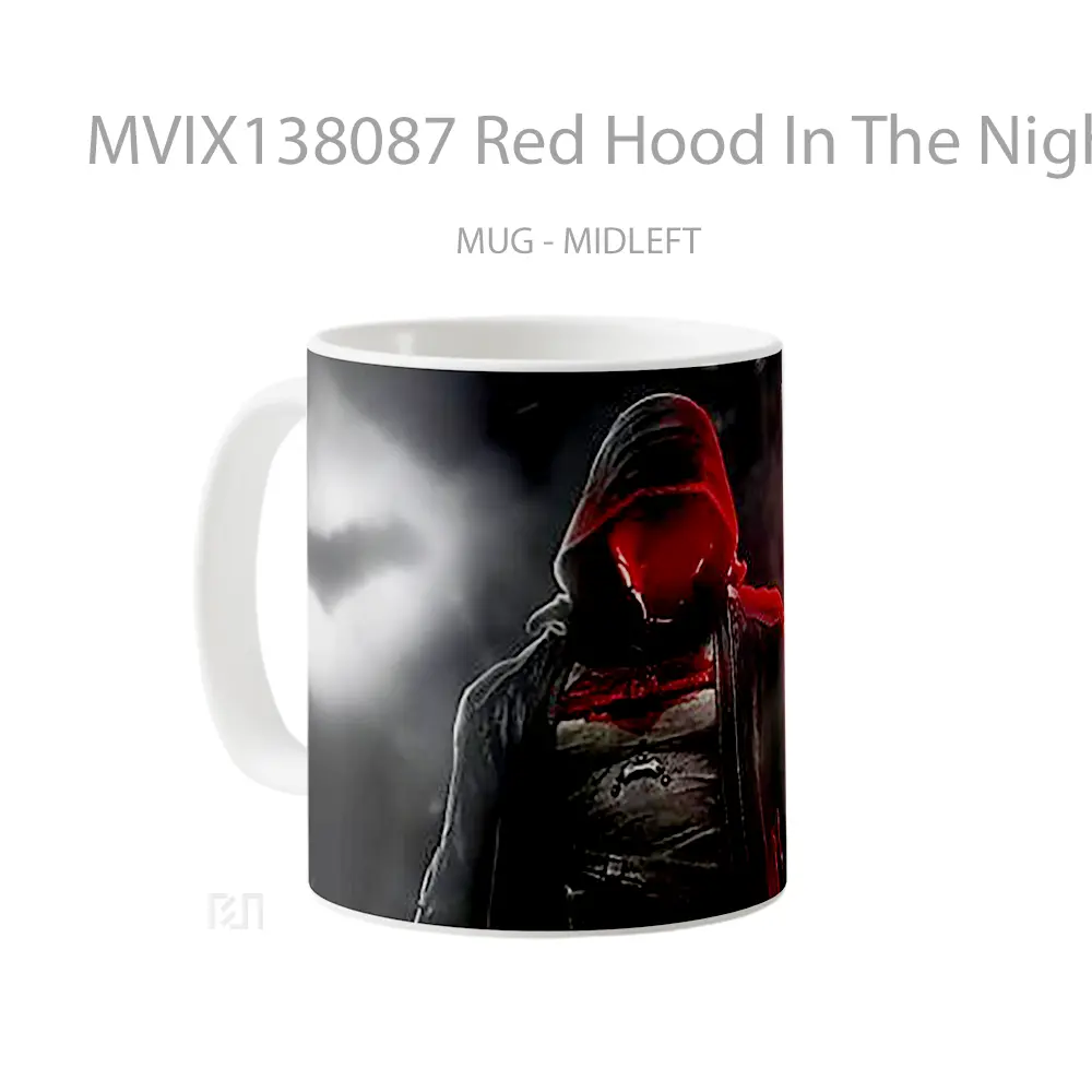 Mug Red Hood In The Night Gelas Superhero - All-side / Desain