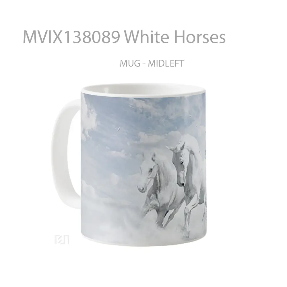 Mug White Horses Gelas Hewan Lucu - All-side / Desain