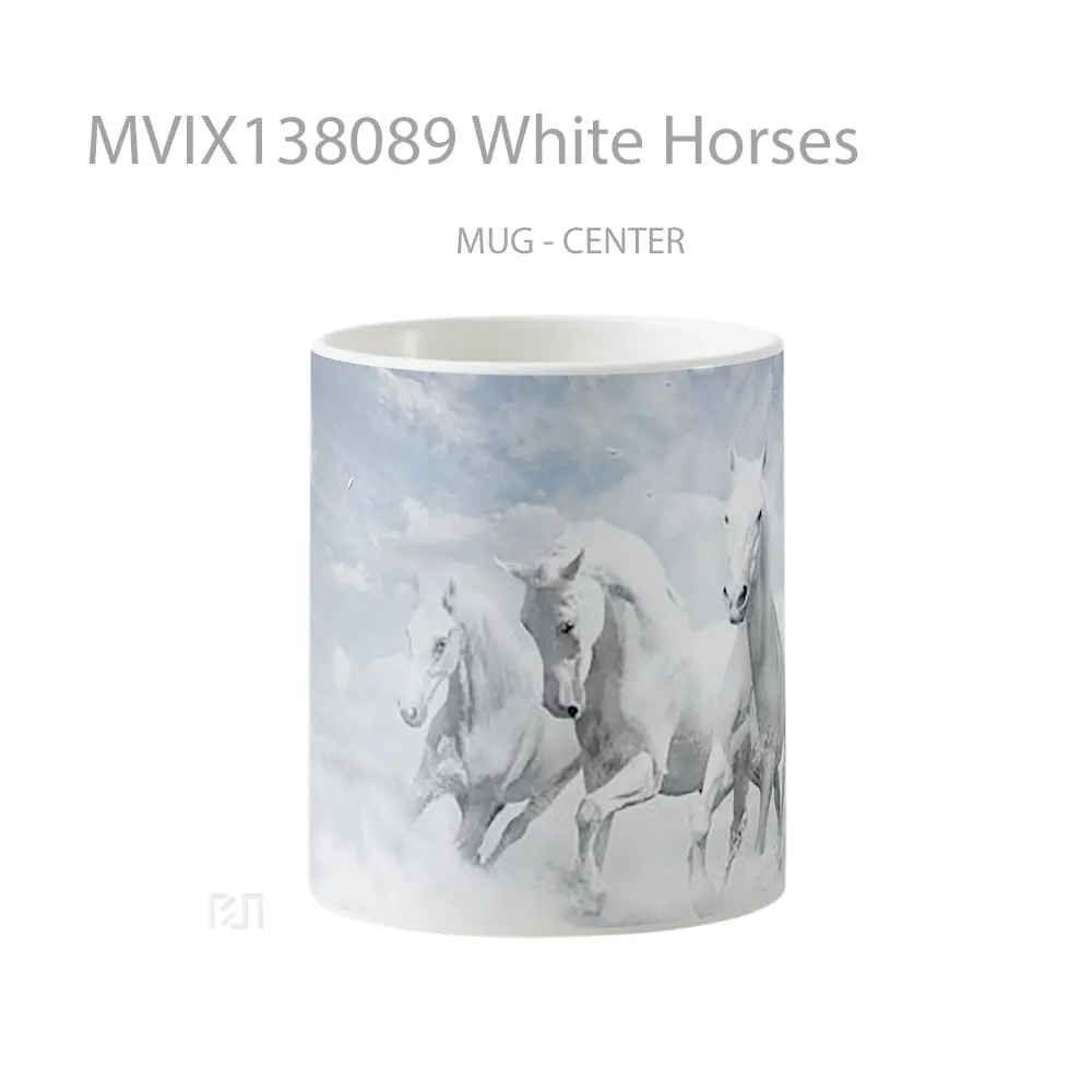 Mug White Horses Gelas Hewan Lucu