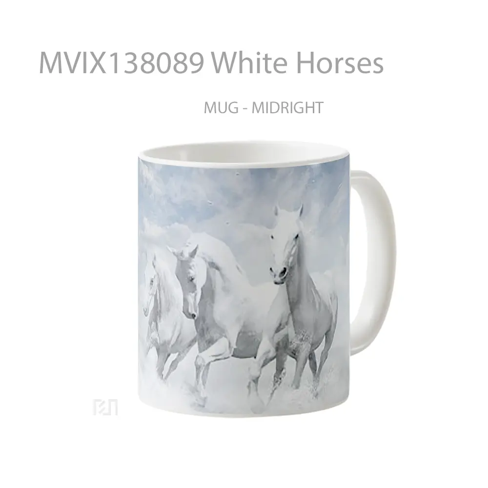 Mug White Horses Gelas Hewan Lucu - All-side / Desain
