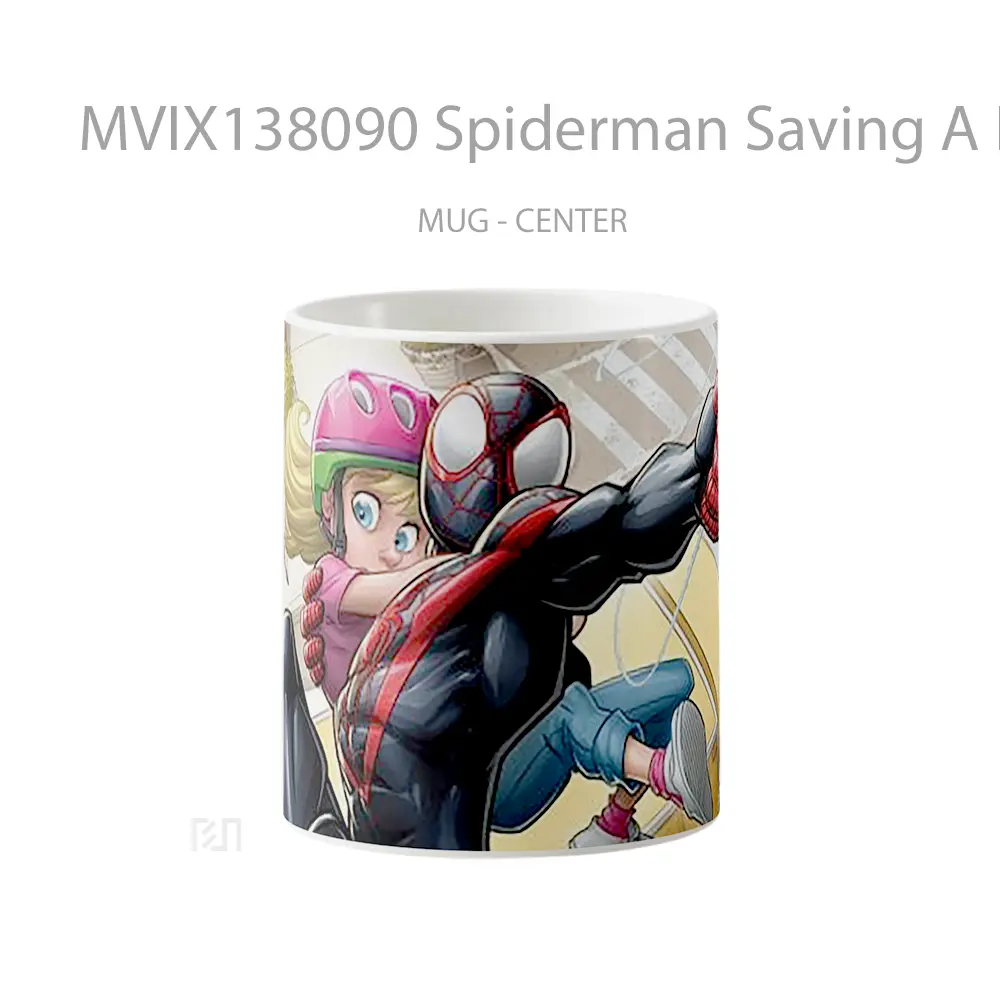 Mug Spiderman Saving A Little Kid Gelas Superhero
