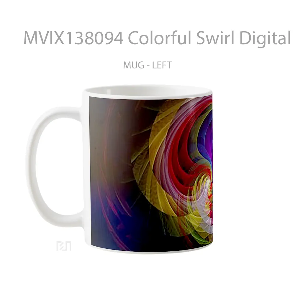 Mug Colorful Swirl Digital Art Gelas Seni Modern - All-side / Desain