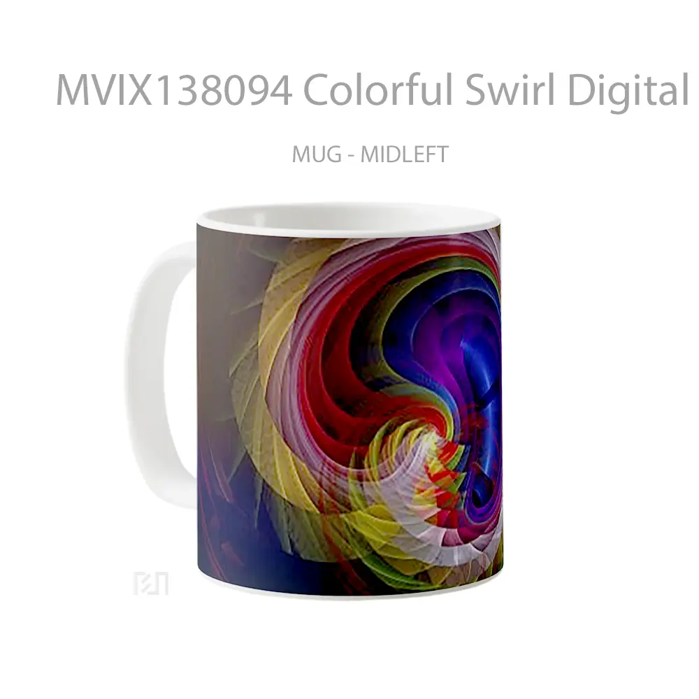 Mug Colorful Swirl Digital Art Gelas Seni Modern - All-side / Desain