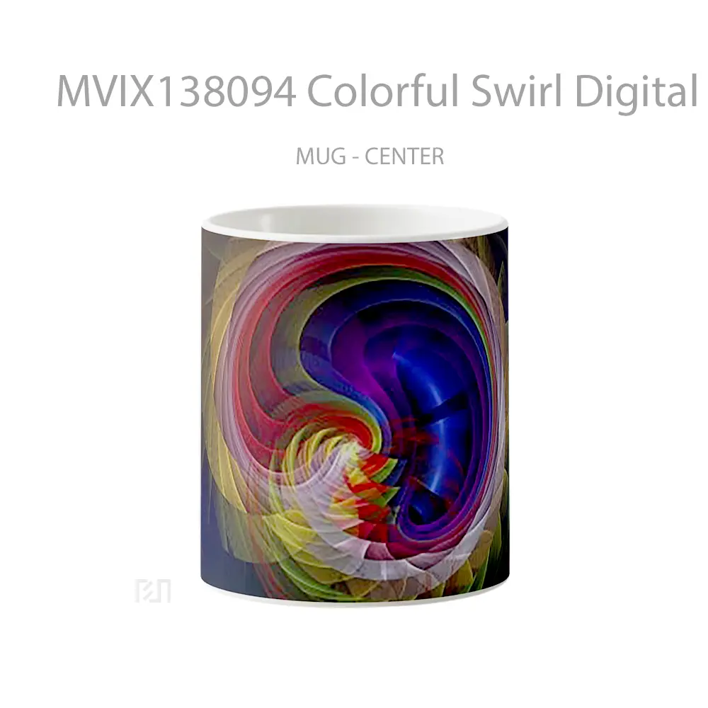 Mug Colorful Swirl Digital Art Gelas Seni Modern