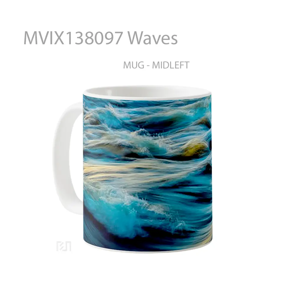 Mug Waves Gelas Keramik Unik - All-side / Desain