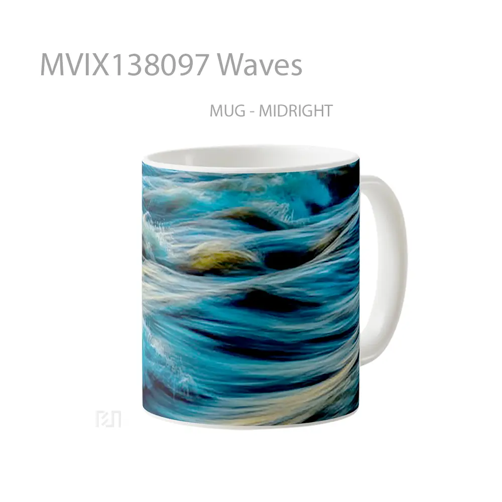Mug Waves Gelas Keramik Unik - All-side / Desain