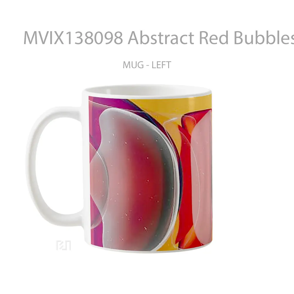 Mug Abstract Red Bubbles Gelas Seni Modern - All-side / Desain