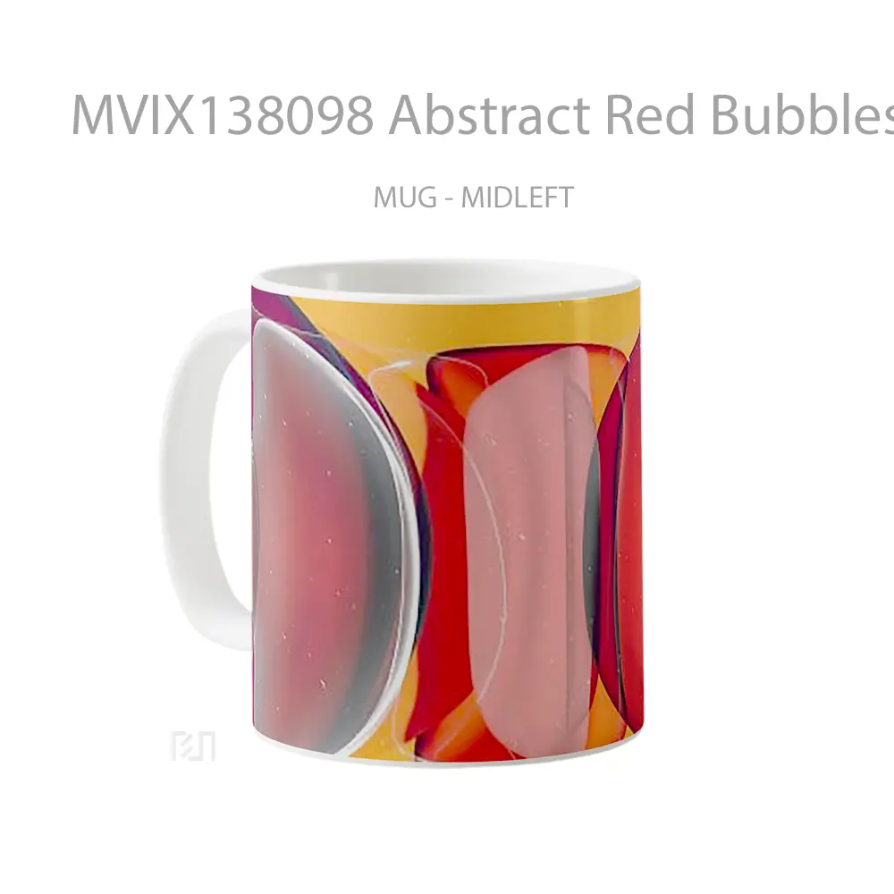 Mug Abstract Red Bubbles Gelas Seni Modern - All-side / Desain