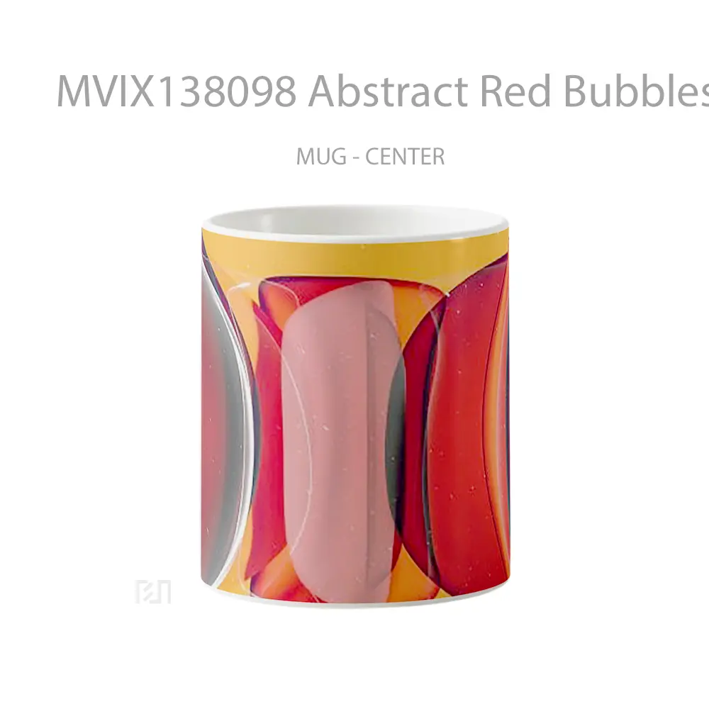 Mug Abstract Red Bubbles Gelas Seni Modern