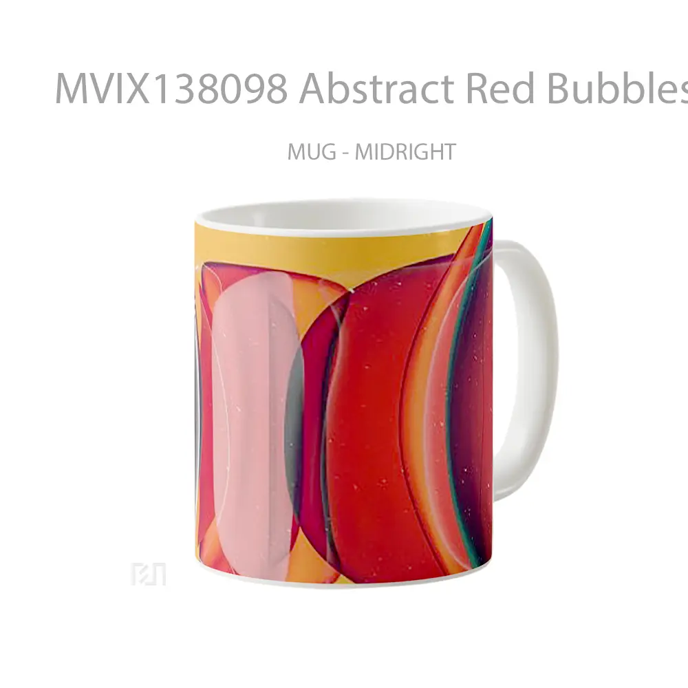 Mug Abstract Red Bubbles Gelas Seni Modern - All-side / Desain