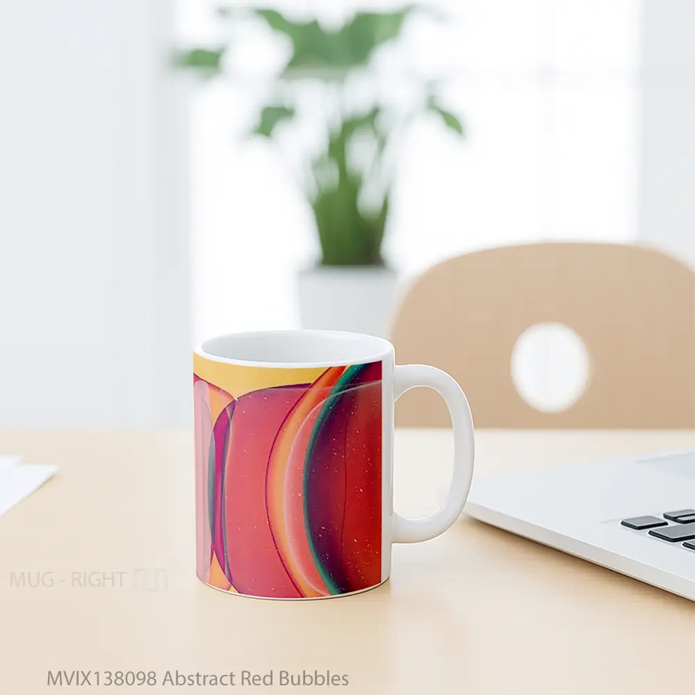 Mug Abstract Red Bubbles Gelas Seni Modern - All-side / Desain