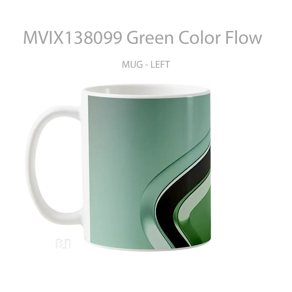 Mug Green Color Flow Gelas Keramik Unik - All-side / Desain