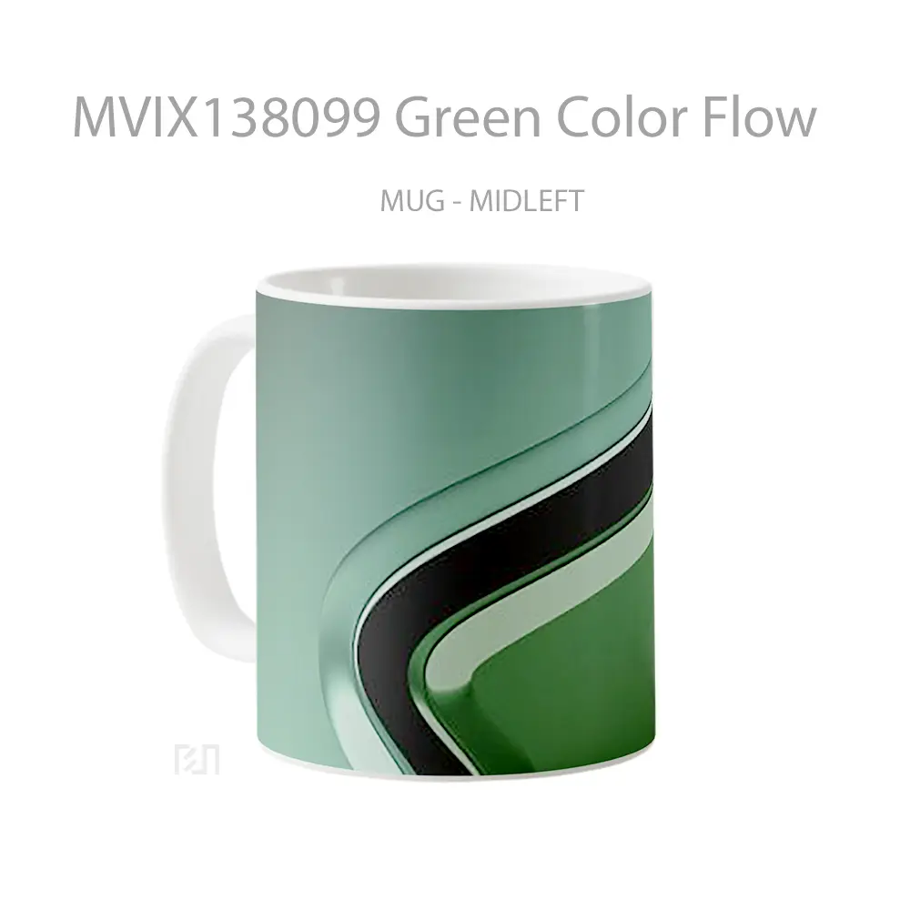 Mug Green Color Flow Gelas Keramik Unik - All-side / Desain