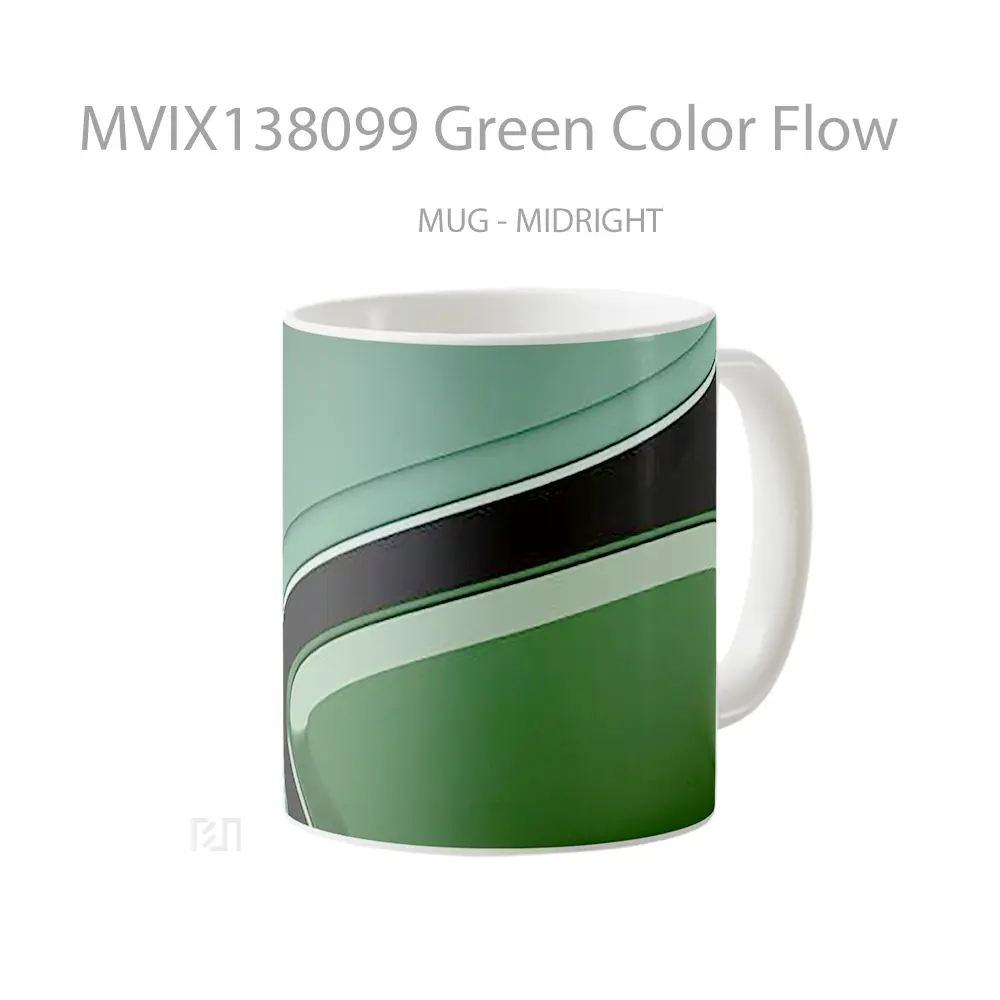 Mug Green Color Flow Gelas Keramik Unik - All-side / Desain