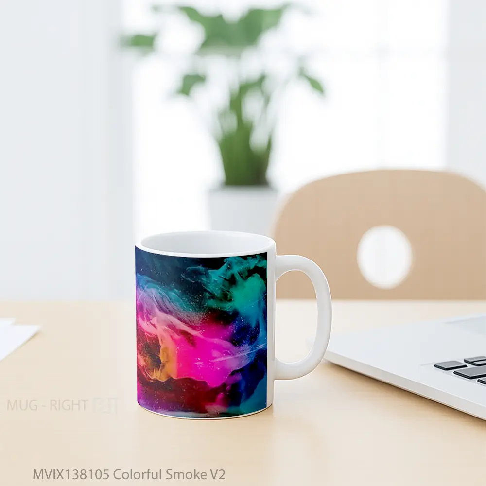 Mug Colorful Smoke V2 Gelas Keramik Unik - All-side / Desain
