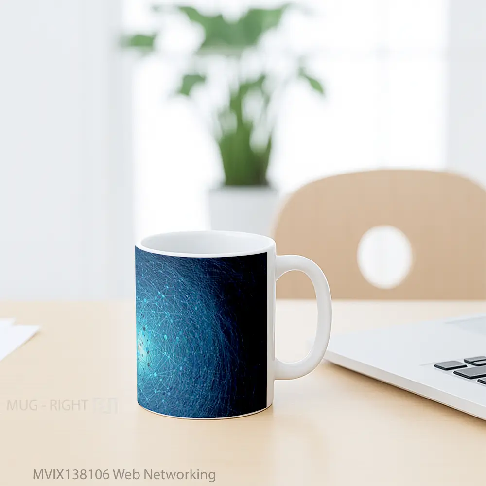 Mug Web Networking Gelas Keramik Unik - All-side / Desain
