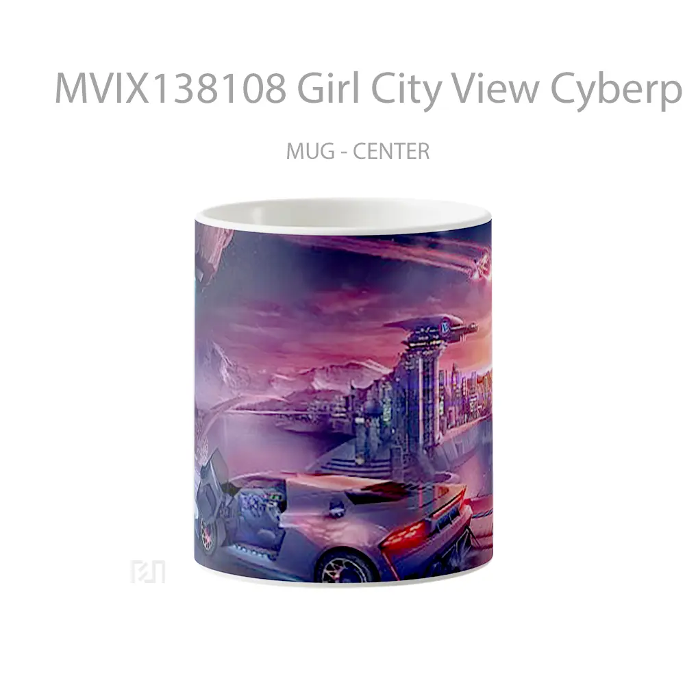 Mug Girl City View Cyberpunk Cangkir Gamer