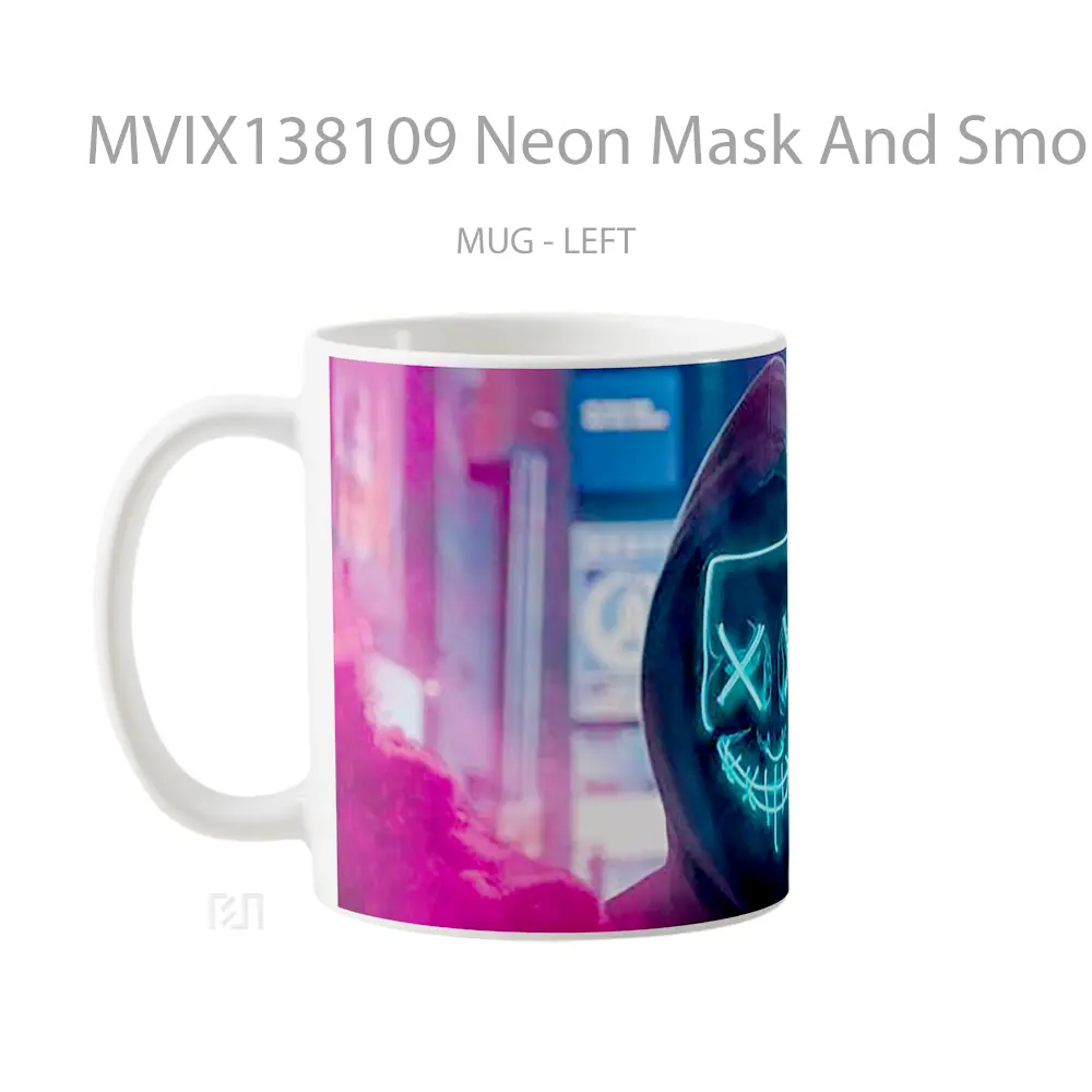 Mug Neon Mask And Smoke Gelas Keramik Unik - All-side / Desain