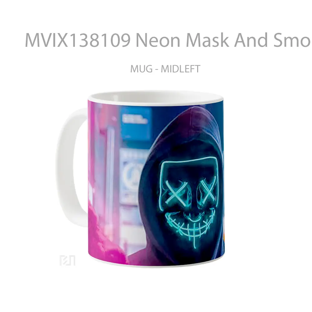 Mug Neon Mask And Smoke Gelas Keramik Unik - All-side / Desain