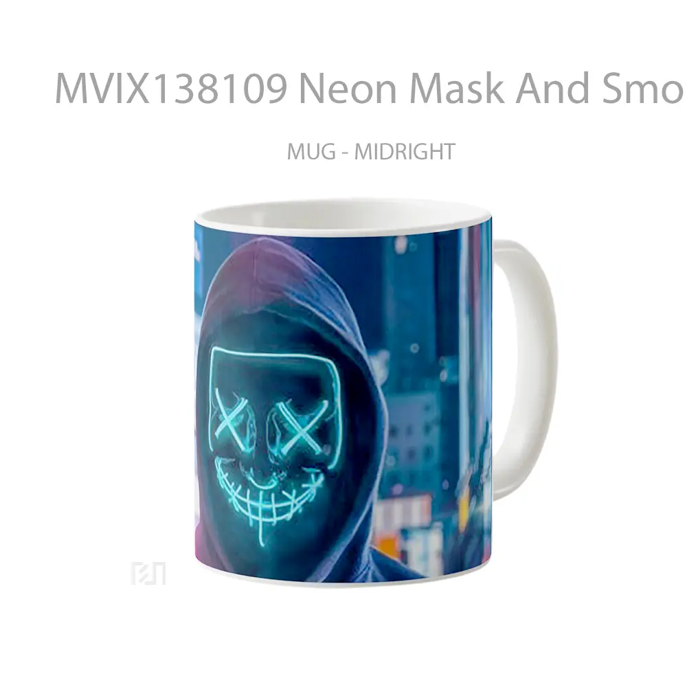 Mug Neon Mask And Smoke Gelas Keramik Unik - All-side / Desain