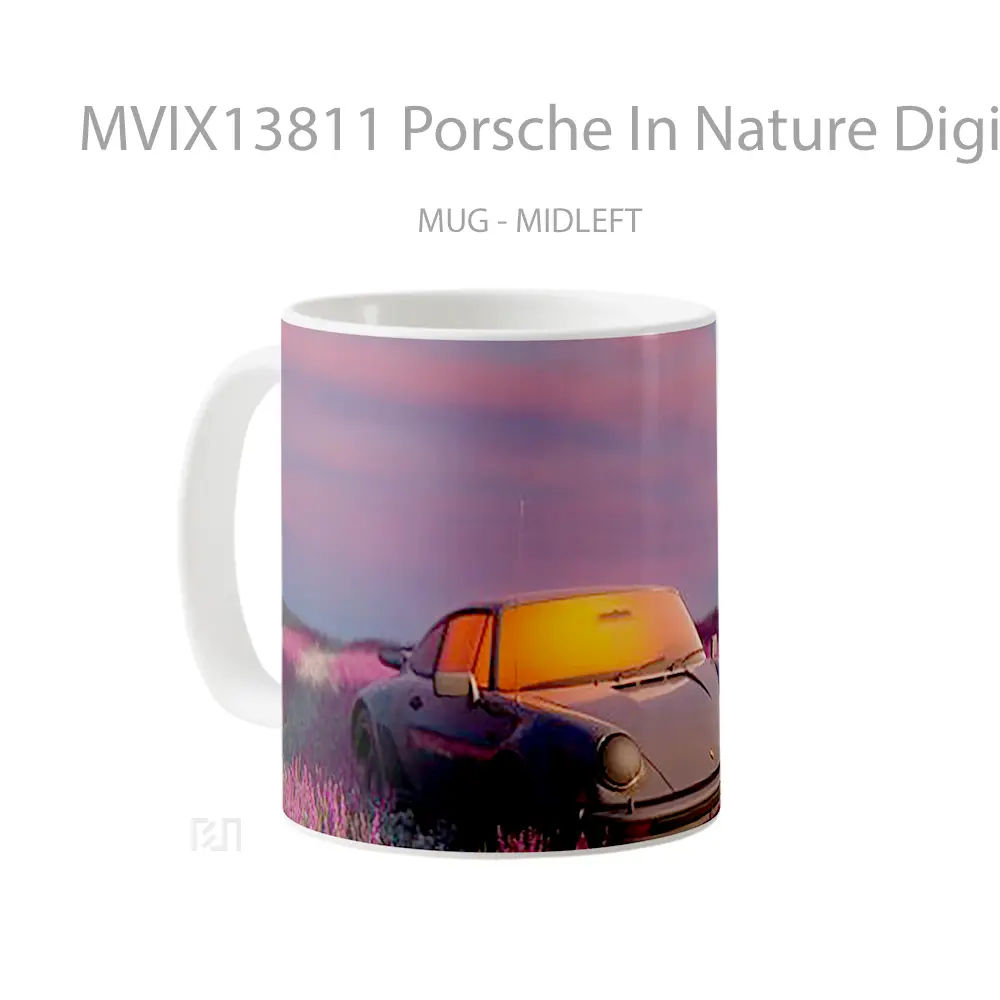 Mug Porsche In Nature Digital Art Cangkir Mobil - All-side / Desain
