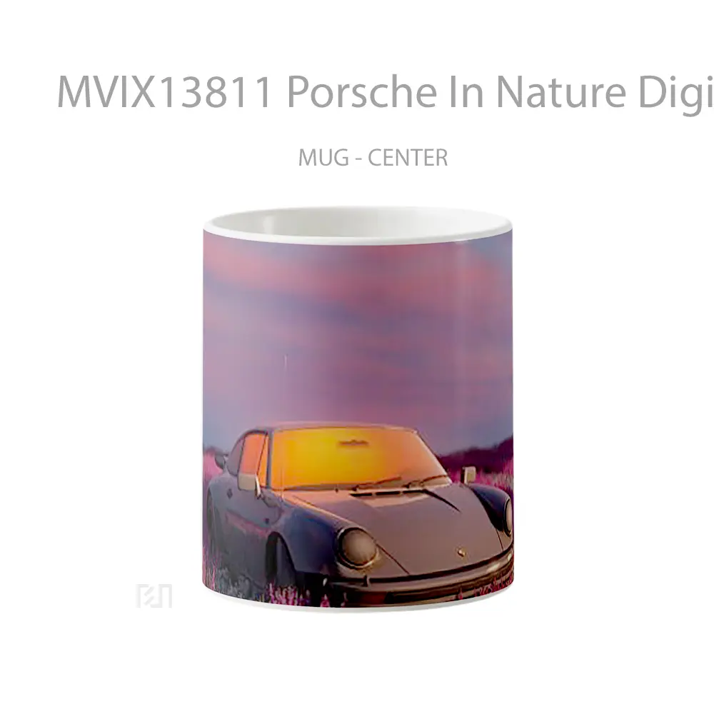 Mug Porsche In Nature Digital Art Cangkir Mobil