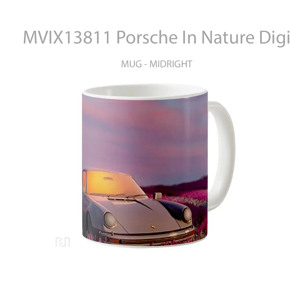 Mug Porsche In Nature Digital Art Cangkir Mobil - All-side / Desain