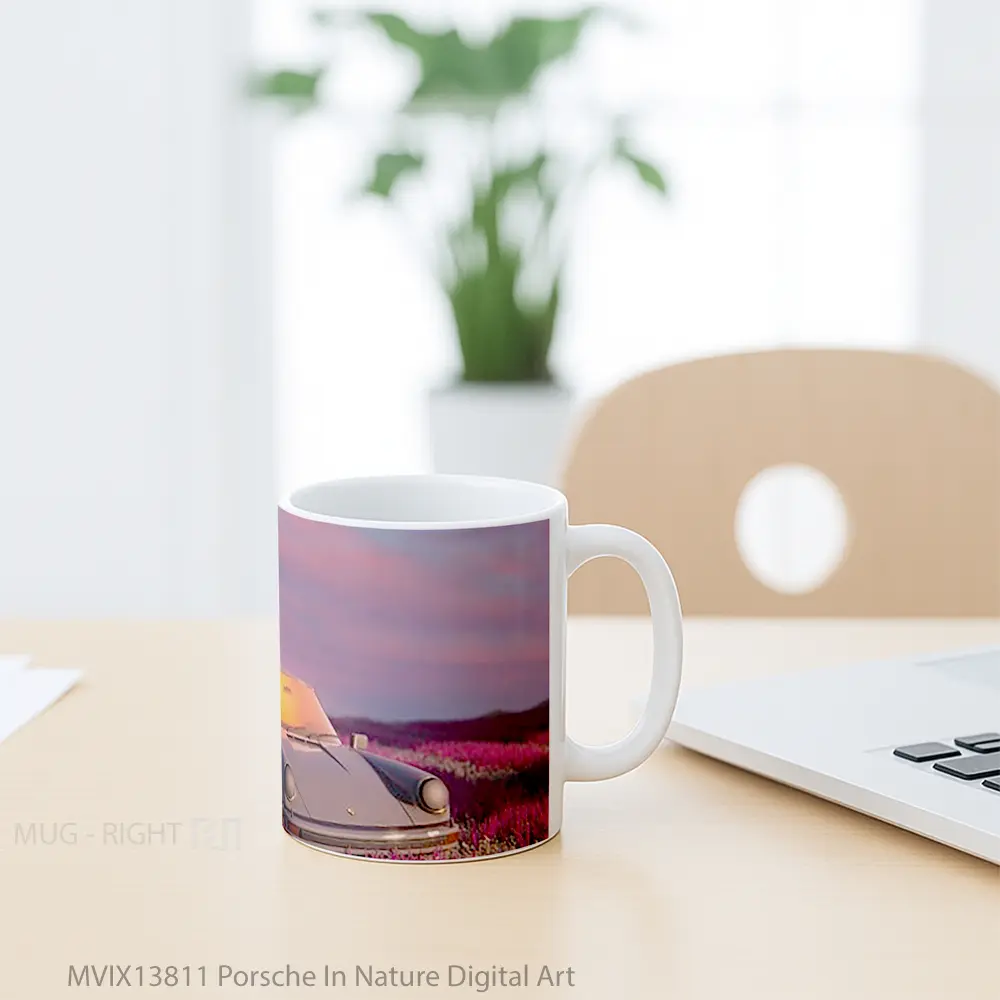 Mug Porsche In Nature Digital Art Cangkir Mobil - All-side / Desain