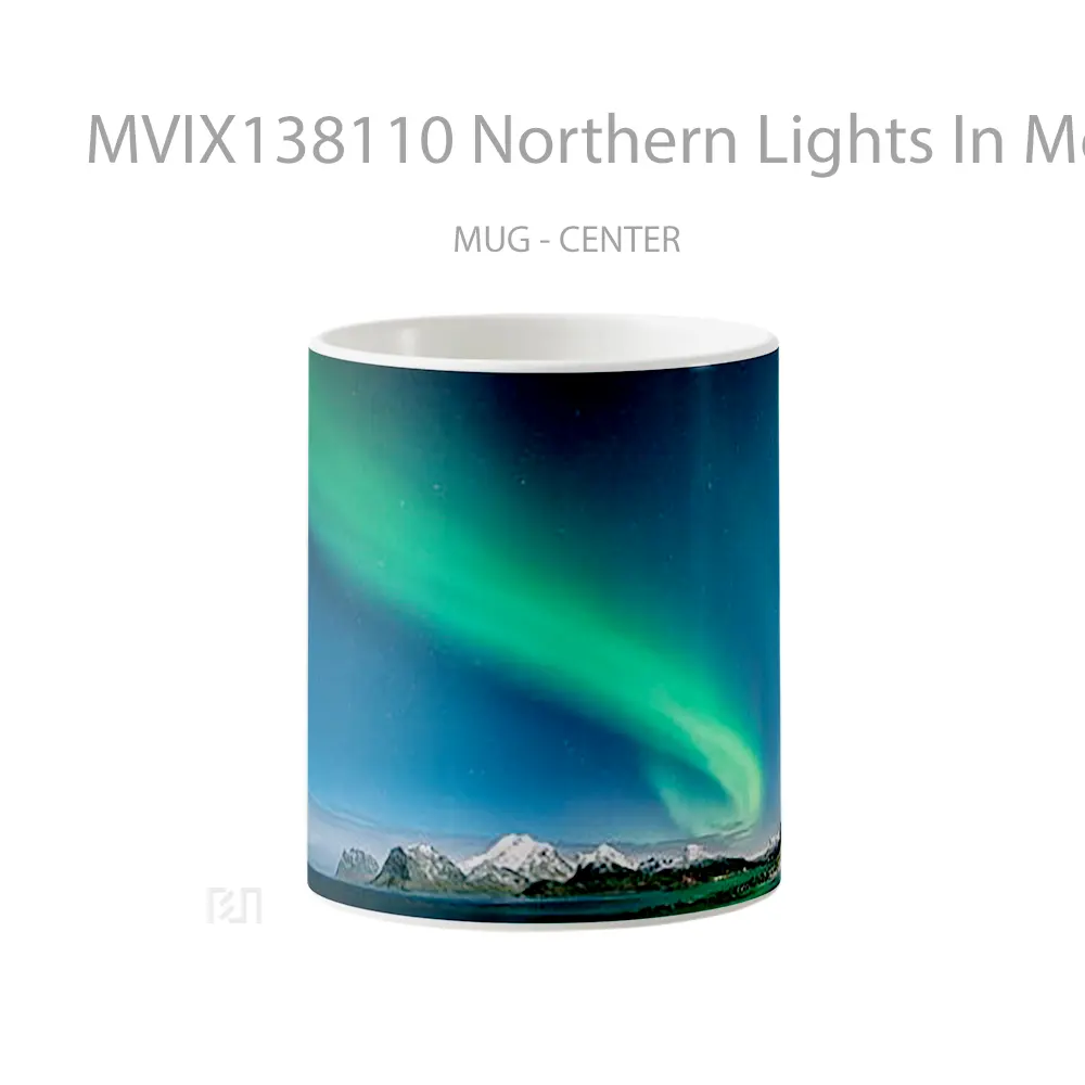 Mug Northern Lights In Mountains And Lake Gelas Pemandangan Alam