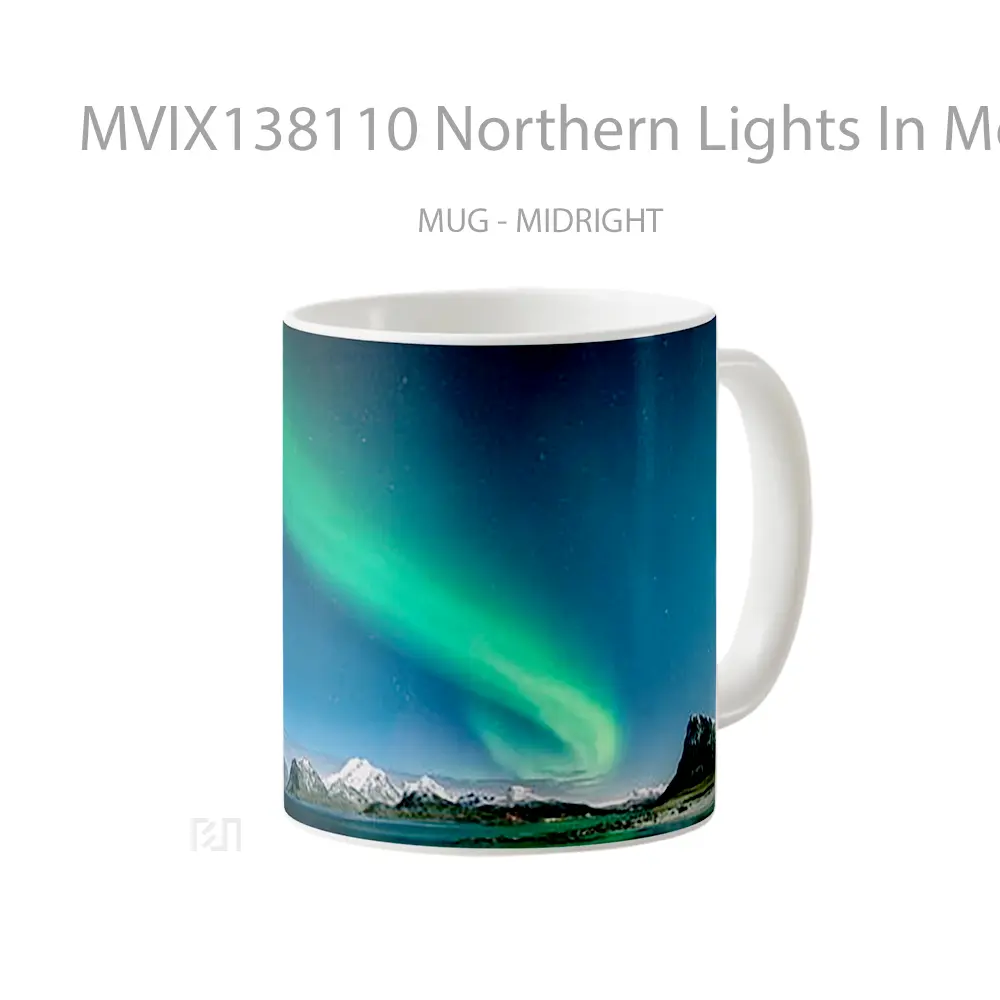 Mug Northern Lights In Mountains And Lake Gelas Pemandangan Alam - All-side / Desain