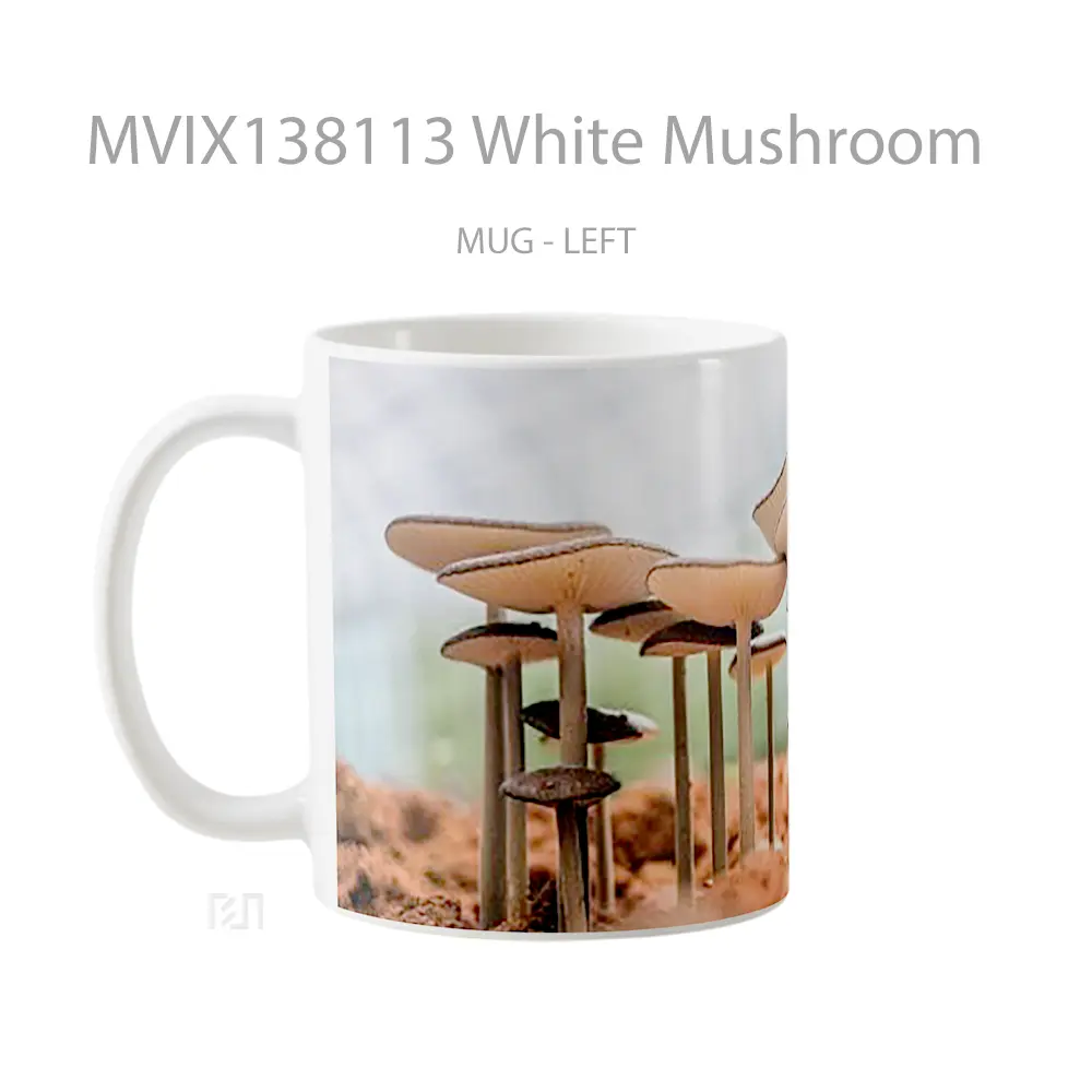 Mug White Mushroom Gelas Keramik Unik - All-side / Desain