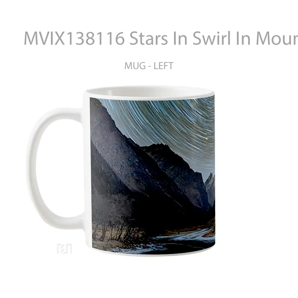 Mug Stars In Swirl In Mountain Landscape Gelas Pemandangan Alam - All-side / Desain