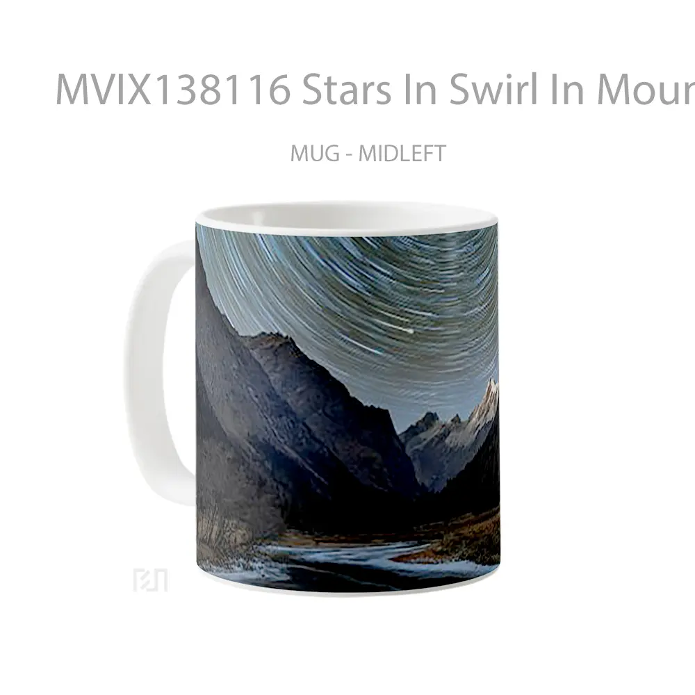 Mug Stars In Swirl In Mountain Landscape Gelas Pemandangan Alam - All-side / Desain