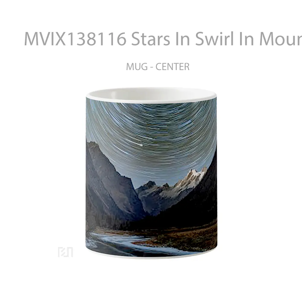 Mug Stars In Swirl In Mountain Landscape Gelas Pemandangan Alam